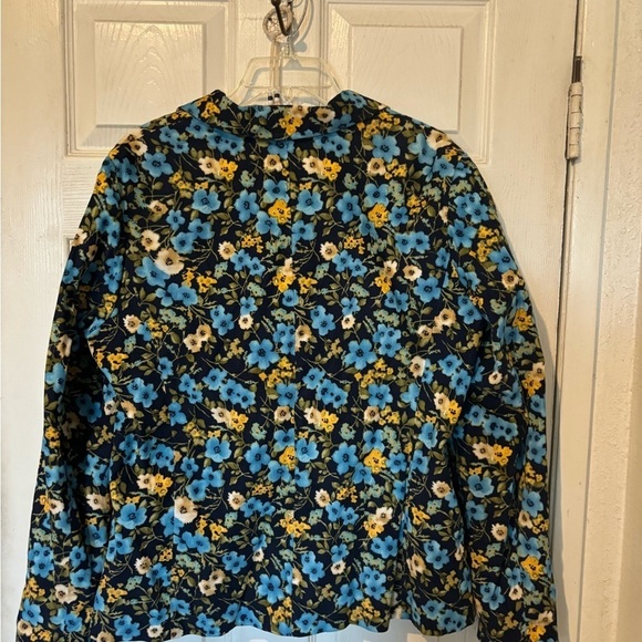 New Liz Claiborne First Issue Lightweight Navy Floral Corduroy Blazer - Picture 2 of 10